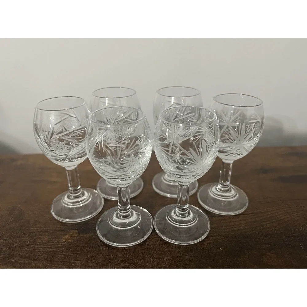 Joska Kristall Likörgläser Schleuderstern Cut Crystal Liqueur Glasses Set of‎ 6